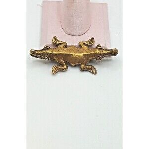 ALVA STUDIOS Brass Double Headed  ALLIGATOR Brooch Pin